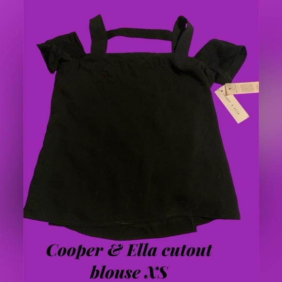 cooper & ella Tops - XS NWT Cooper & Ella cutout geometric style cold shoulder black blouse